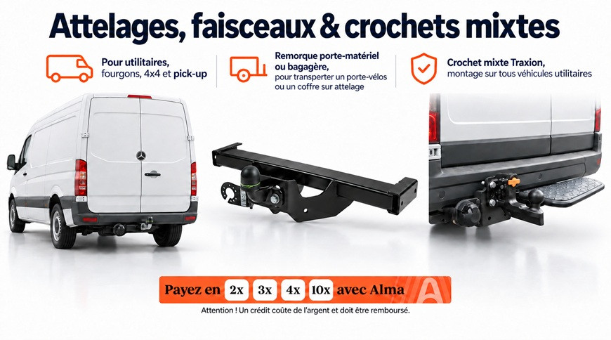 Attelages et crochets mixtes pour véhicules utilitaires